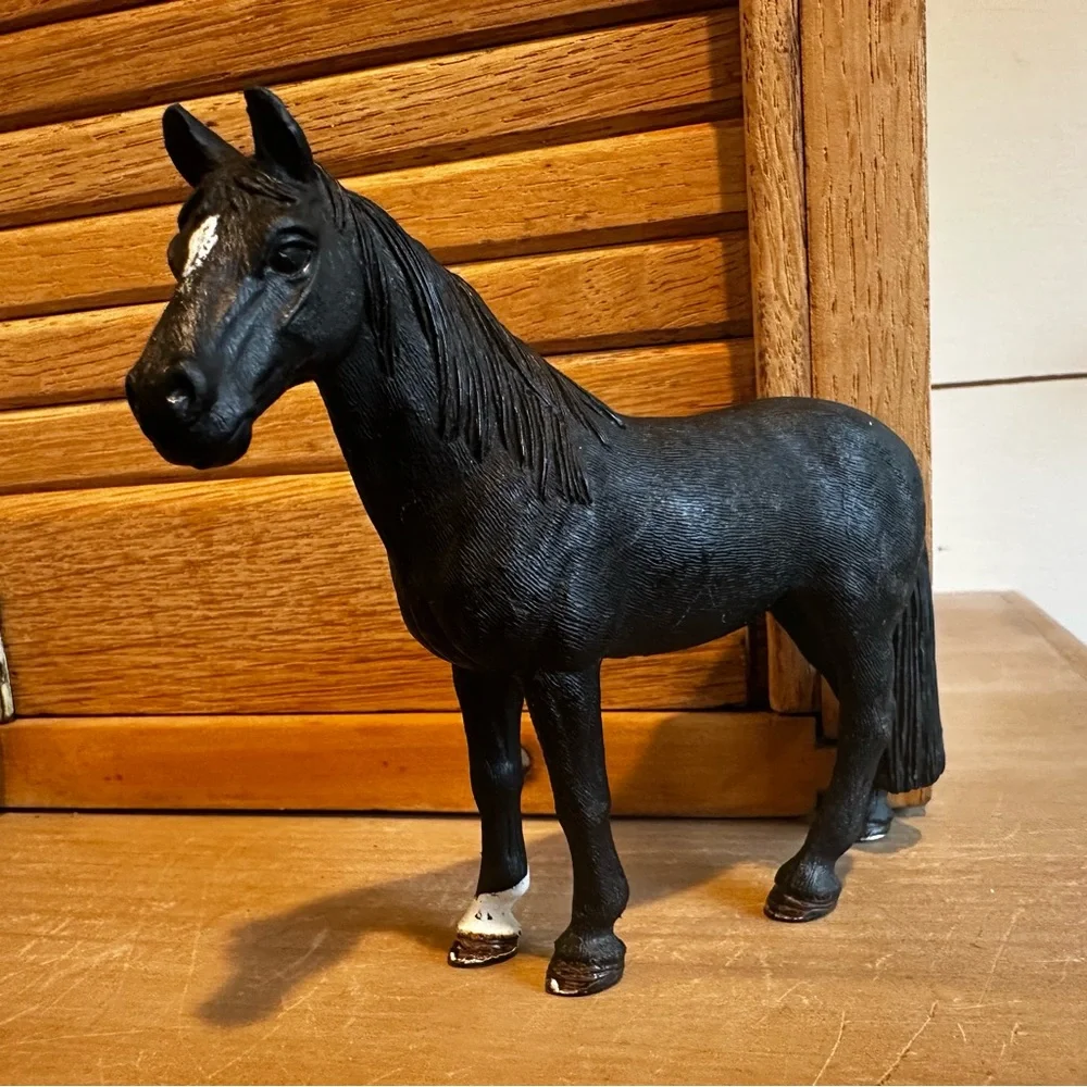 Black Horse and Farm Animal Figure Set